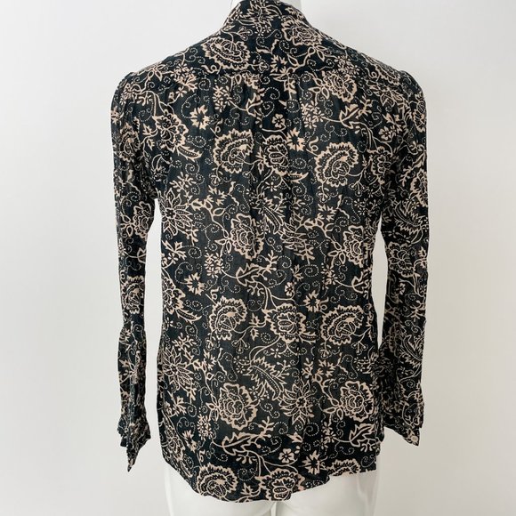 ISABEL MARANT ETOILE Blouse Black Beige Floral FR 38 Small S EUC - Picture 5 of 10